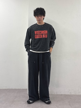 「CIAOPANIC TYPY（チャオパニックティピー）の【UNISEX】【シルエット調整可】ピグメント加工ワッフルイージーパンツ/WEB限定カラーあり（スウェットパンツ）」を使った、ゆいととさん（メンズ・170cm）の秋コーディネート