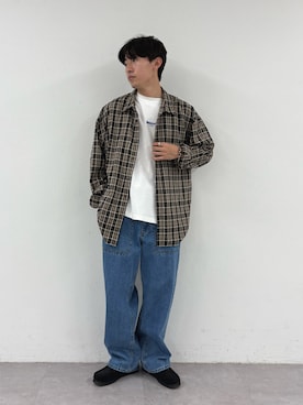 「CIAOPANIC TYPY（チャオパニックティピー）の【UNISEX】モール混長袖チェックシャツ（シャツ/ブラウス）」を使った、ゆいととさん（メンズ・170cm）の秋コーディネート