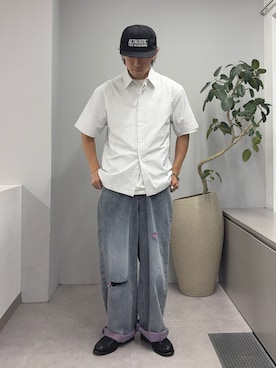 「CIAOPANIC TYPY（チャオパニックティピー）の【UNISEX】アソート柄プリントシャツ（シャツ/ブラウス、ホワイト系）」を使った、ゆいととさん（メンズ・170cm）の春コーディネート
