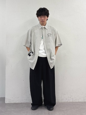 「CIAOPANIC TYPY（チャオパニックティピー）の【UNISEX】【プラスサイズあり】ポコポコメッセージロゴTEE（Tシャツ/カットソー、ホワイト系）」を使った、ゆいととさん（メンズ・170cm）の夏コーディネート