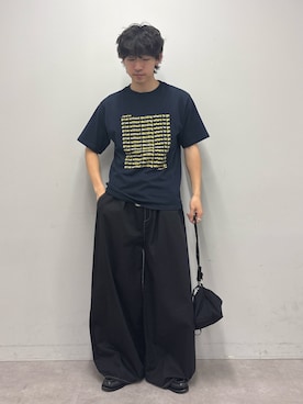 「CIAOPANIC TYPY（チャオパニックティピー）の【UNISEX】【新色追加】メッセージプリント半袖Tee（Tシャツ/カットソー、ブルー系）」を使った、ゆいととさん（メンズ・170cm）の春コーディネート