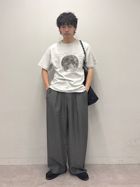 「CIAOPANIC TYPY（チャオパニックティピー）の【WEB限定】【新色追加】ムーンクレーター＆アースロゴプリントTee（Tシャツ/カットソー、グレー系）」を使った、ゆいととさん（メンズ・170cm）の春コーディネート