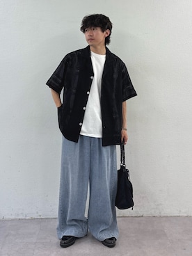 「CIAOPANIC TYPY（チャオパニックティピー）の【UNISEX】レース刺繍シャツ/WEB限定（シャツ/ブラウス、ブラック系）」を使った、ゆいととさん（メンズ・170cm）の春コーディネート