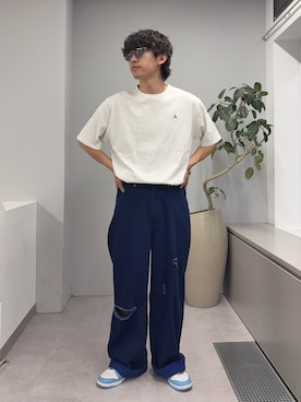 「GEVACO（ゲバコ）の【GEVACO/ゲバコ】【CIAOPANICTYPY限定商品】汗染み防止抗菌防臭ワンポイントワッペンTEE/WEB限定（Tシャツ/カットソー、ホワイト系）」を使った、ゆいととさん（メンズ・170cm）の春コーディネート