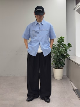 「CIAOPANIC TYPY（チャオパニックティピー）の【UNISEX】アソート柄プリントシャツ（シャツ/ブラウス、ブルー系）」を使った、ゆいととさん（メンズ・170cm）の春コーディネート