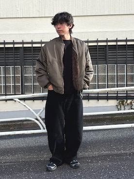 「CIAOPANIC TYPY（チャオパニックティピー）の【WEB限定】2WAYリバーシブルファーMA-1（MA-1、グリーン系）」を使った、ゆいととさん（メンズ・170cm）の秋コーディネート
