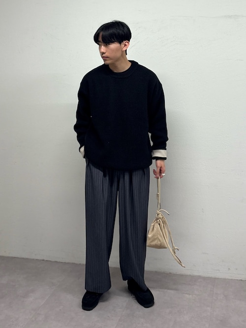 【ユニセックス】キープシェイプワッフルニットプルオーバー