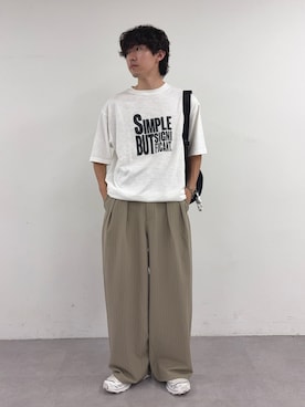 「CIAOPANIC TYPY（チャオパニックティピー）の【UNISEX】【プラスサイズあり】スラブ天竺ピグメントロゴTEE（Tシャツ/カットソー、ホワイト系）」を使った、ゆいととさん（メンズ・170cm）の夏コーディネート