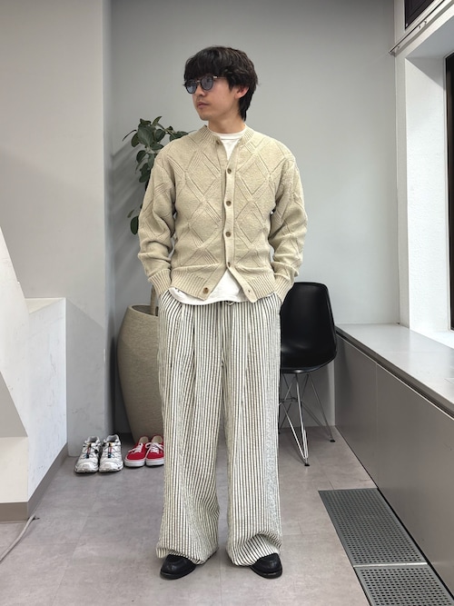 セール】【UNISEX】ダイヤメッシュクルーネックカーディガン