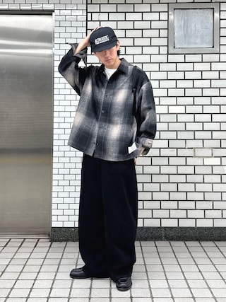 「DISCUS(ディスカス)の【DISCUS】別注シャギーチェックオーバーシャツジャケット(シャツ/ブラウス)」を使った、ゆいととさん(メンズ・170cm)の夏コーディネート