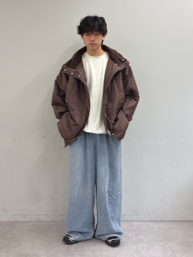 「CIAOPANIC TYPY（チャオパニックティピー）の【低身長・高身長対応/サイズ展開あり】スタイルアップ柔らかワイドイージーパンツ/デニム/スラックス（デニムパンツ）」を使った、ゆいととさん（メンズ・170cm）の秋コーディネート