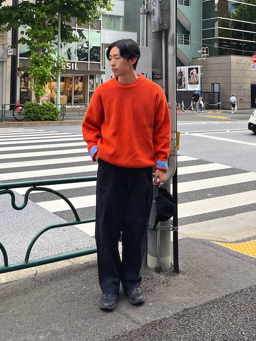 ヘリンボンストレートベイカーワイドパンツ