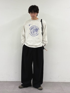 「CIAOPANIC TYPY（チャオパニックティピー）の【ZOZO限定】【UNISEX】グローブプリントスウェット（スウェット、グレー系）」を使った、ゆいととさん（メンズ・170cm）の秋コーディネート