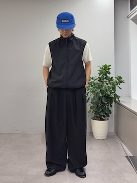 「CIAOPANIC TYPY（チャオパニックティピー）の【WEB限定】【ユニセックス】撥水ドロストナイロンベスト（ベスト、ブラック系）」を使った、ゆいととさん（メンズ・170cm）の春コーディネート