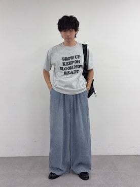 「CIAOPANIC TYPY（チャオパニックティピー）の【UNISEX】アソート柄アップリケTEE（Tシャツ/カットソー、グレー系）」を使った、ゆいととさん（メンズ・170cm）の夏コーディネート