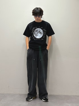 「CIAOPANIC TYPY（チャオパニックティピー）の【WEB限定】ムーンクレーターロゴプリントTee（Tシャツ/カットソー、ブラック系）」を使った、ゆいととさん（メンズ・170cm）の夏コーディネート