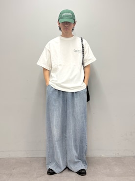 「CIAOPANIC TYPY（チャオパニックティピー）の【UNISEX】メッセージロゴキャップ（キャップ、グリーン系）」を使った、ゆいととさん（メンズ・170cm）の春コーディネート