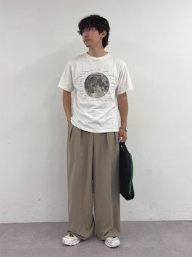 「CIAOPANIC TYPY（チャオパニックティピー）の【WEB限定】【UNISEX】ムーンクレーター＆アースロゴプリントTee（Tシャツ/カットソー）」を使った、ゆいととさん（メンズ・170cm）の夏コーディネート