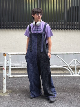 「CIAOPANIC TYPY（チャオパニックティピー）の【UNISEX】宇宙人プリントTシャツ（Tシャツ/カットソー、パープル系）」を使った、ゆいととさん（メンズ・170cm）の夏コーディネート