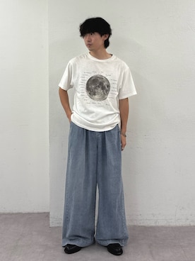 「CIAOPANIC TYPY（チャオパニックティピー）の【WEB限定】【UNISEX】ムーンクレーター＆アースロゴプリントTee（Tシャツ/カットソー）」を使った、ゆいととさん（メンズ・170cm）の夏コーディネート