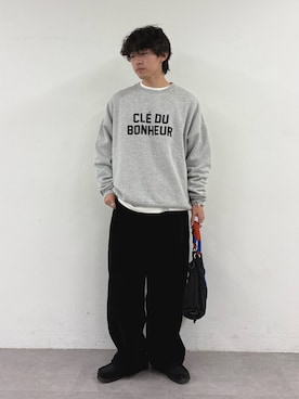 「CIAOPANIC TYPY（チャオパニックティピー）の【WEB限定】CLE'DUビッグシルエット裏起毛ロゴスウェッ（スウェット、グレー系）」を使った、ゆいととさん（メンズ・170cm）の秋コーディネート
