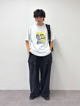 「CIAOPANIC TYPY（チャオパニックティピー）の【UNISEX】【プラスサイズあり】犬＆猫 アソートロゴプリントTee（Tシャツ/カットソー）」を使った、ゆいととさん（メンズ・170cm）の夏コーディネート
