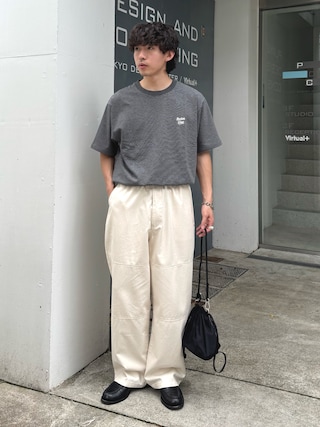 「CIAOPANIC TYPY(チャオパニックティピー)の【UNISEX】ピンボーダーワンポイント刺繍ロゴTシャツ(Tシャツ/カットソー)」を使った、ゆいととさん(メンズ・170cm)の春コーディネート