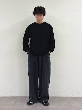 「CIAOPANIC TYPY（チャオパニックティピー）の【ユニセックス】着心地◎/アフリカンオーガニックコットンロンTee（Tシャツ/カットソー、ブラック系）」を使った、ゆいととさん（メンズ・170cm）の秋コーディネート