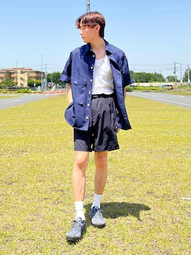 「GU（ジーユー）のアイテム（トップス）」を使った、ゆいととさん（メンズ・170cm）の夏コーディネート