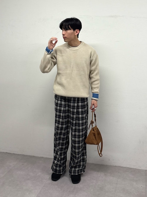 【ユニセックス】キープシェイプワッフルニットプルオーバー