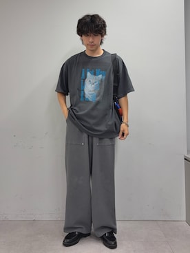 「CIAOPANIC TYPY（チャオパニックティピー）の【UNISEX】【プラスサイズあり】犬＆猫 アソートロゴプリントTee（Tシャツ/カットソー）」を使った、ゆいととさん（メンズ・170cm）の夏コーディネート