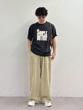 「CIAOPANIC TYPY（チャオパニックティピー）の【UNISEX】【プラスサイズあり】スラブ天竺ピグメントロゴTEE（Tシャツ/カットソー、ブラック系）」を使った、ゆいととさん（メンズ・170cm）の夏コーディネート
