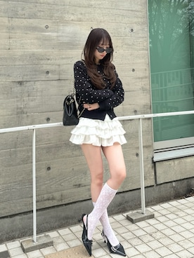「sheinのアイテム（カーディガン/ボレロ、ブラック系）」を使った、Manaka さん（レディース・160cm）の春コーディネート