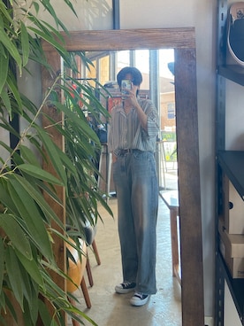 「アイテム（シャツ/ブラウス、ホワイト系）」を使った、sy0g0fsnさん（メンズ・172cm）の夏コーディネート