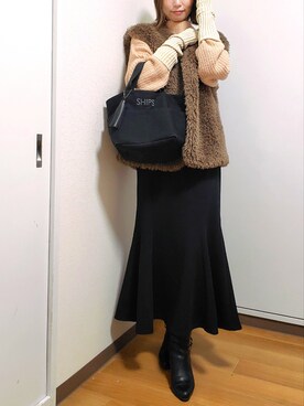 「アイテム（アームカバー）」を使った、erina-rukaさん（レディース・156cm）の冬コーディネート