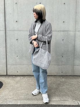 「fredy emue（フレディエミュ）のアイテム（ノーカラージャケット）」を使った、さとちゃんさん（レディース・166cm）の冬コーディネート