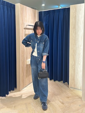 「アイテム（デニムジャケット）」を使った、さとちゃんさん（レディース・166cm）の夏コーディネート
