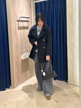 「アイテム（ピーコート）」を使った、さとちゃんさん（レディース・166cm）の冬コーディネート