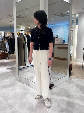 「半袖ニット」｜さとちゃんさん（レディース・166cm）の春コーディネート