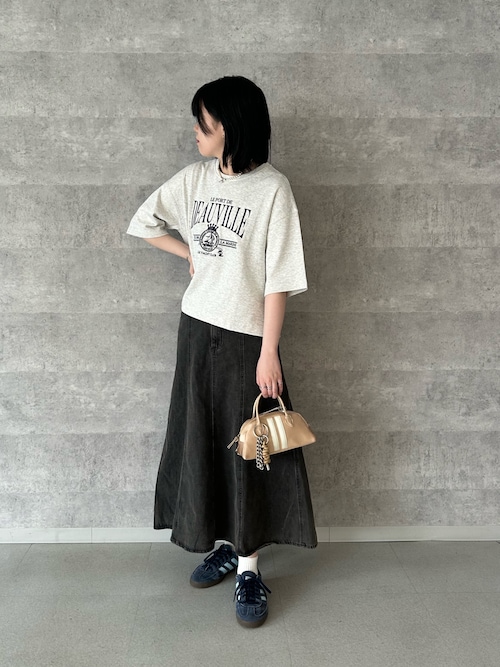 送料込/関税込■ERDEM■花柄デニムミディスカート ☆S~4L☆ダメージ加工 デニムスカート 花柄刺繍ワッペン 立体感