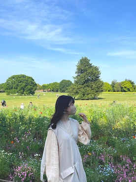「しまむら（シマムラ）のアイテム（ミリタリージャケット）」を使った、ayamiさん（レディース・155cm）の春コーディネート
