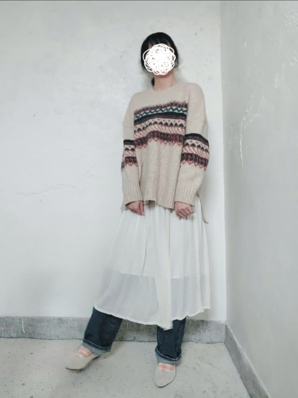 「GUのマシュマロポインテッドフラットシューズ（シューズ、その他）」を使った、ハルさん（レディース・168cm）の秋コーディネートの1枚目の写真