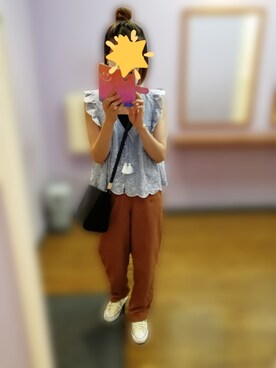 「UNIQLO（ユニクロ）のアイテム（チノパンツ、ブラウン系）」を使った、ゆきんこさん（レディース・160cm）の夏コーディネート