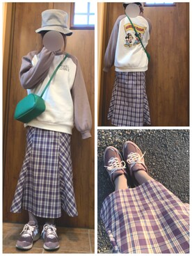 「NEWBALANCE」｜「アイテム（スウェット）」を使った、nico◡̈⃝︎さん（レディース・157cm）の春コーディネート