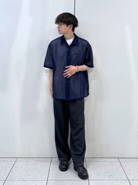 「LOWRYS FARM（ローリーズファーム）のバスケットステッチパンツ　132346（その他パンツ、グレー系）」を使った、Hibikiさん（メンズ・170cm）の夏コーディネート