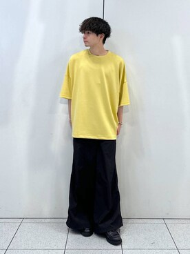 「LOWRYS FARM（ローリーズファーム）のＴＲＰＵドルマンＳＳ　106637（Tシャツ/カットソー、ブラック系）」を使った、Hibikiさん（メンズ・170cm）の夏コーディネート