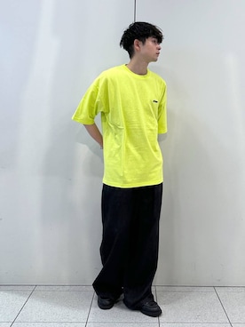 「LOWRYS FARM（ローリーズファーム）のライトタックデニムワイドパンツ 130971（デニムパンツ、ブラック系）」を使った、Hibikiさん（メンズ・170cm）の夏コーディネート