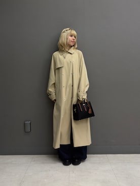 「SENSE OF PLACE by URBAN RESEARCH(センスオブプレイスバイアーバンリサーチ)の『撥水/防花粉』SKINProofトレンチコート(ステンカラーコート、ベージュ系)」を使った、nanaさん(レディース・153cm)の春コーディネート