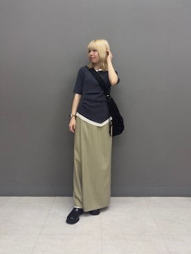 「SENSE OF PLACE by URBAN RESEARCH(センスオブプレイスバイアーバンリサーチ)のアシメタックタイトスカート(スカート、ベージュ系)」を使った、nanaさん(レディース・153cm)の春コーディネート