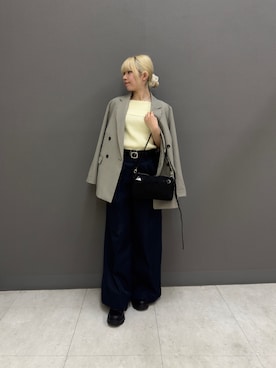 「SENSE OF PLACE by URBAN RESEARCH(センスオブプレイスバイアーバンリサーチ)の『XS/Lサイズ/WEB限定』バギーチノパンツ(チノパンツ、ブルー系)」を使った、nanaさん(レディース・153cm)の春コーディネート